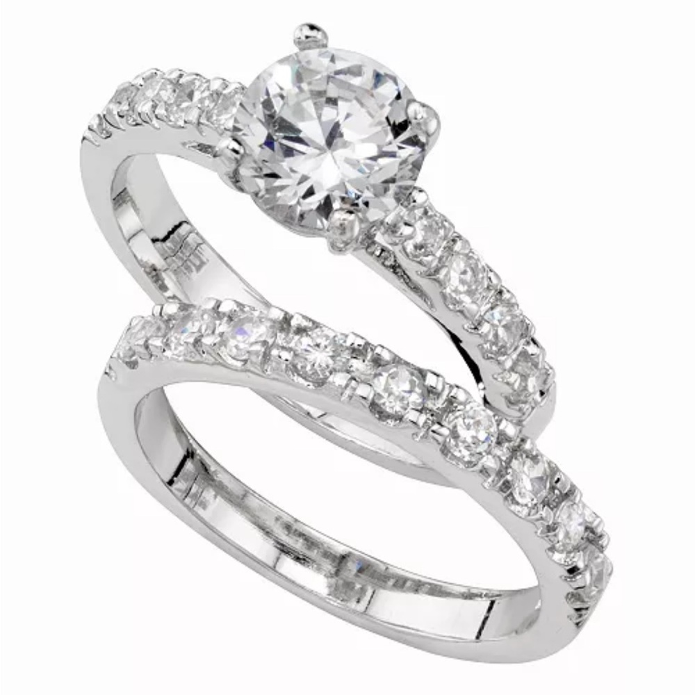 Sliver Charter Club Cubic Zirconia ring set size 6